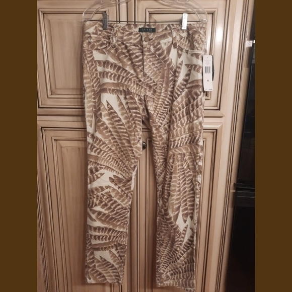 Lauren Ralph‎ Lauren Jeans! Size 10 Leaf Print New - Picture 1 of 8